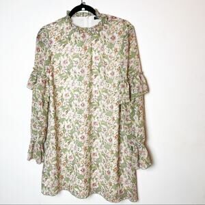 Nasty Gal Baby Doll Ruffle Dress Green & Pink SZ 6